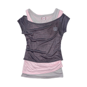Sculptor Lazy Sleeveless Layered Tee Charcoal