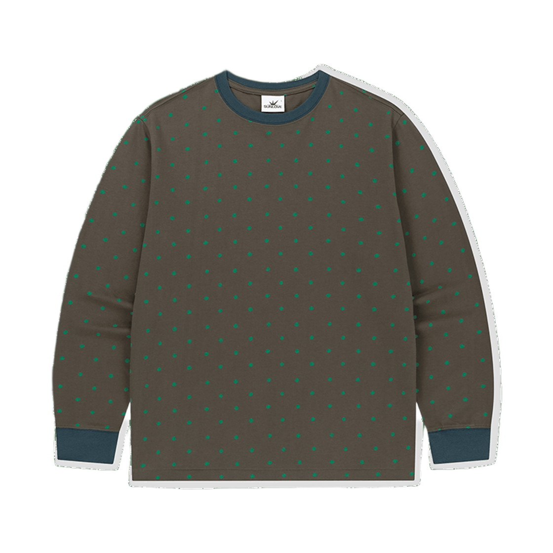 [트리플적립] 썬러브 패턴 롱 슬리브 티 브라운