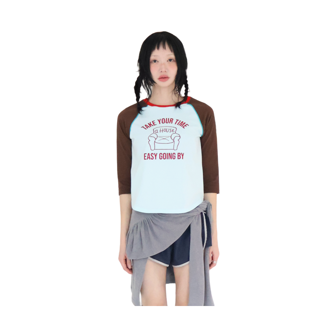 키코지 소파 레글런 티셔츠 브라운(kikozy Sofa Raglan T-shirt Brown) - 2
