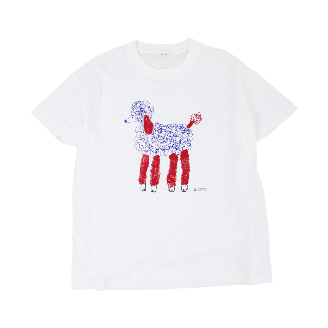 키코지 푸들 프린팅 티셔츠 화이트(kikozy Poodle Printing T-shirt White)