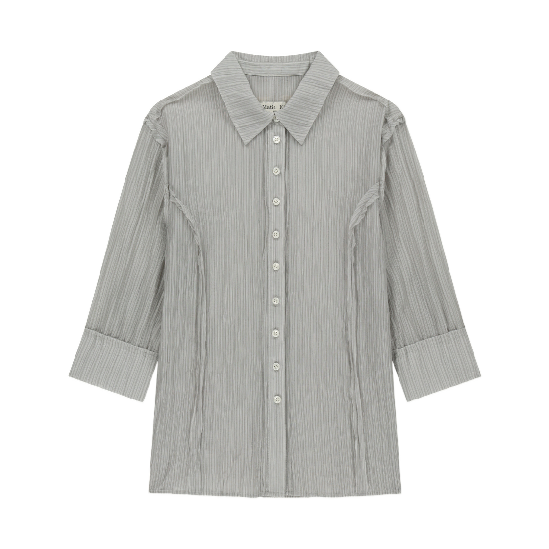 MK2634BL003MLG (W) Matin Kim Raw Edge Crinkle Blouse In Light Grey