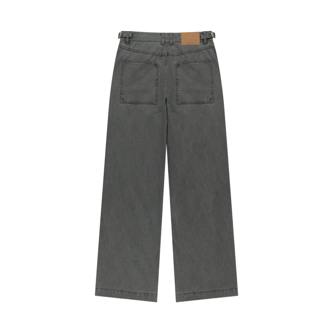 마뗑킴 사이드 탭 워시드 코튼 팬츠 차콜(Matin Kim Side Tab Washed Cotton Pants In Charcoal) - 2