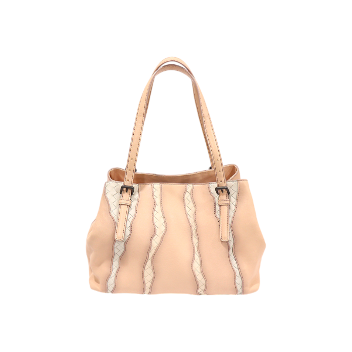 ITALJR9L5GNR Bottega Veneta 337260 Beige Napa Intrecciato Glimmer Tote Bag