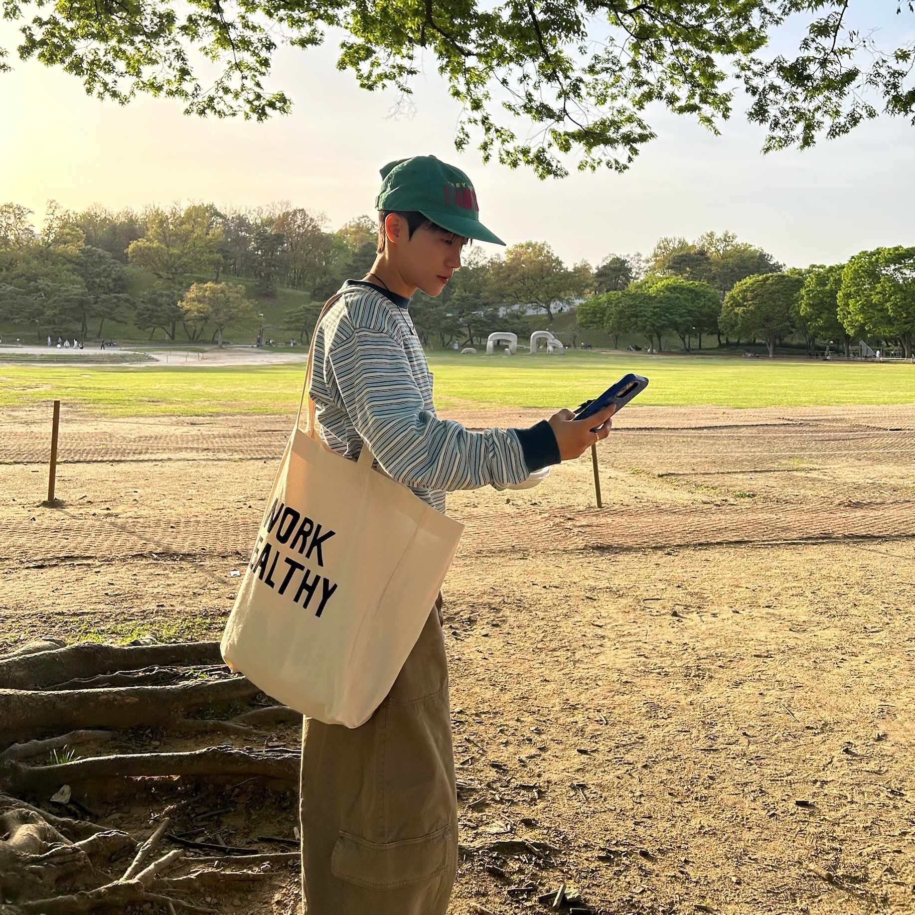 My Name is Peter I Am Hot Cap Green, Collect Pieces Work Healthy Market Bag Natural 착용 스타일