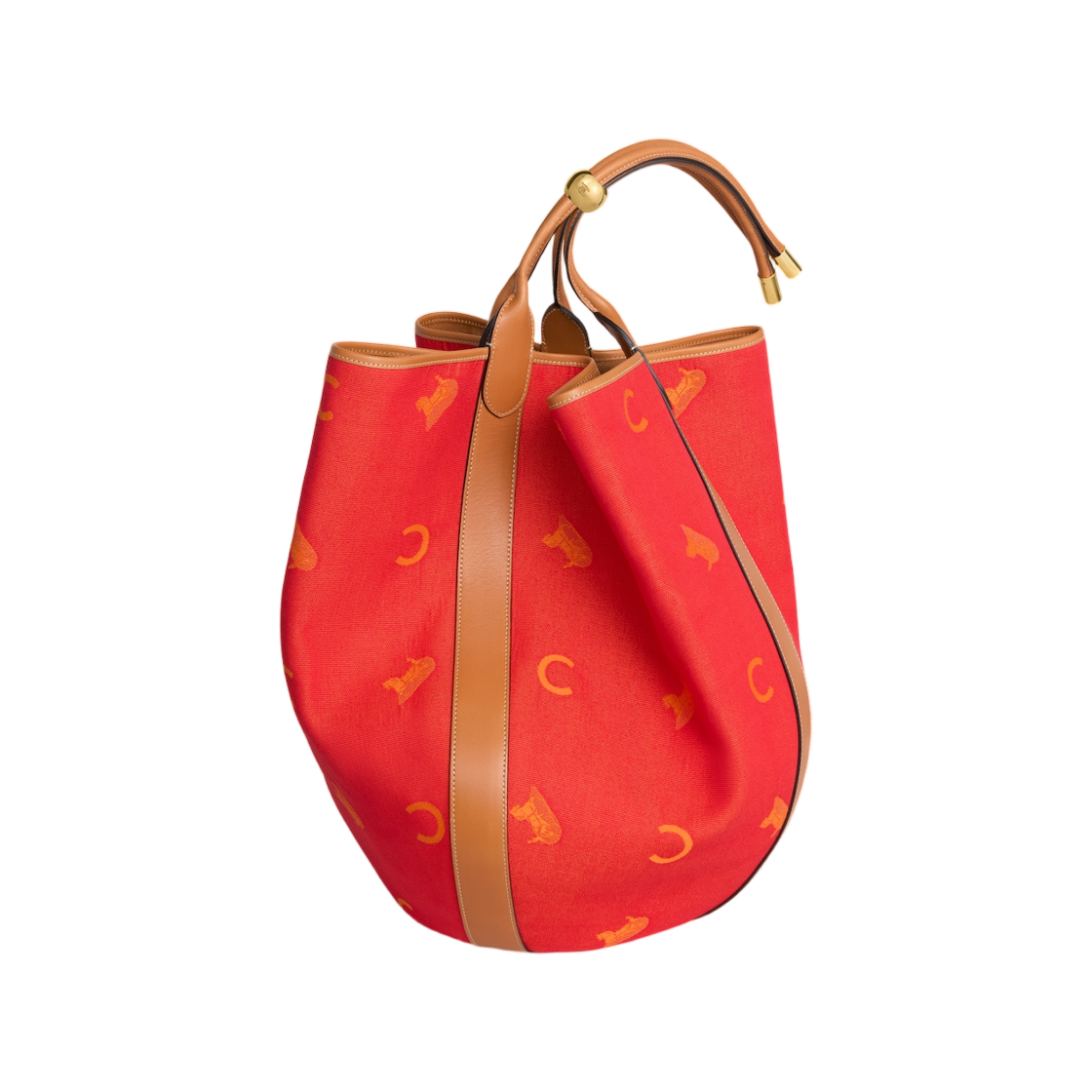셀린느 라지 드롭 버킷백 자카드 C 설키 텍스타일 레드 오렌지(Celine Large Drop Bucket Bag in Jacquard C Sulky Textile Red Orange) - 2