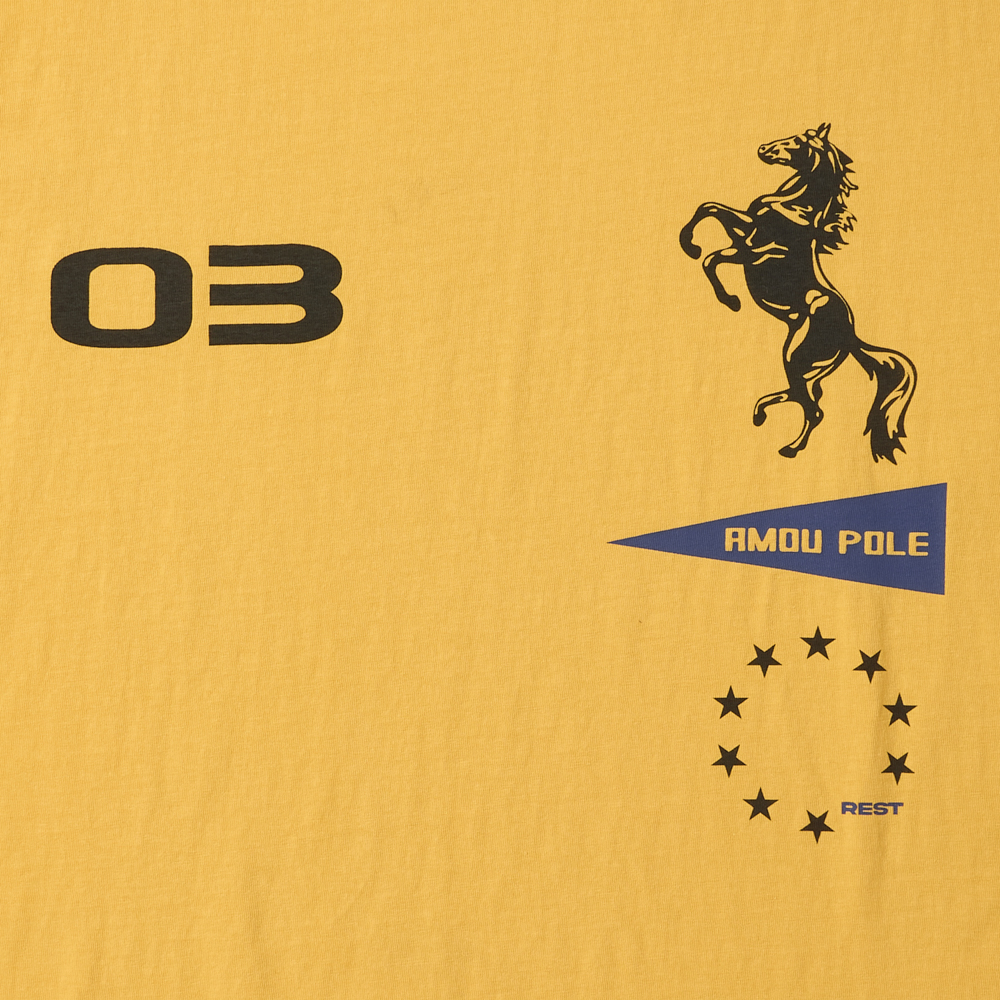 아모우 스포티 홀스 하프 티셔츠 옐로우(AMOU Sporty Horse Half T-Shirts Yellow) - 3