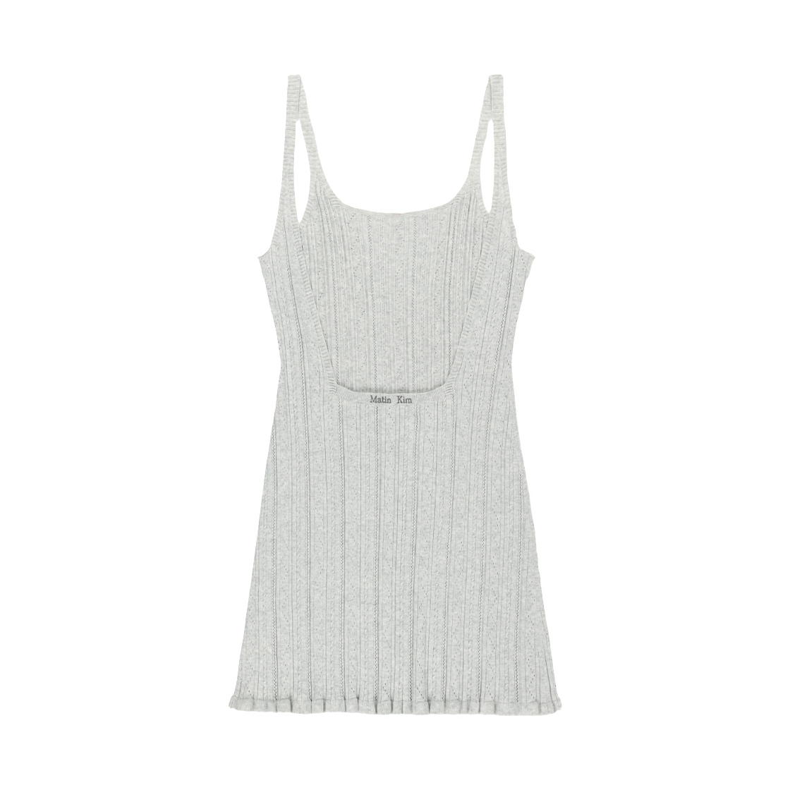 (W) 마뗑킴 오픈 백 립드 니트 드레스 라이트 그레이((W) Matin Kim Open Back Ribbed Knit Dress In Light Grey) - 2