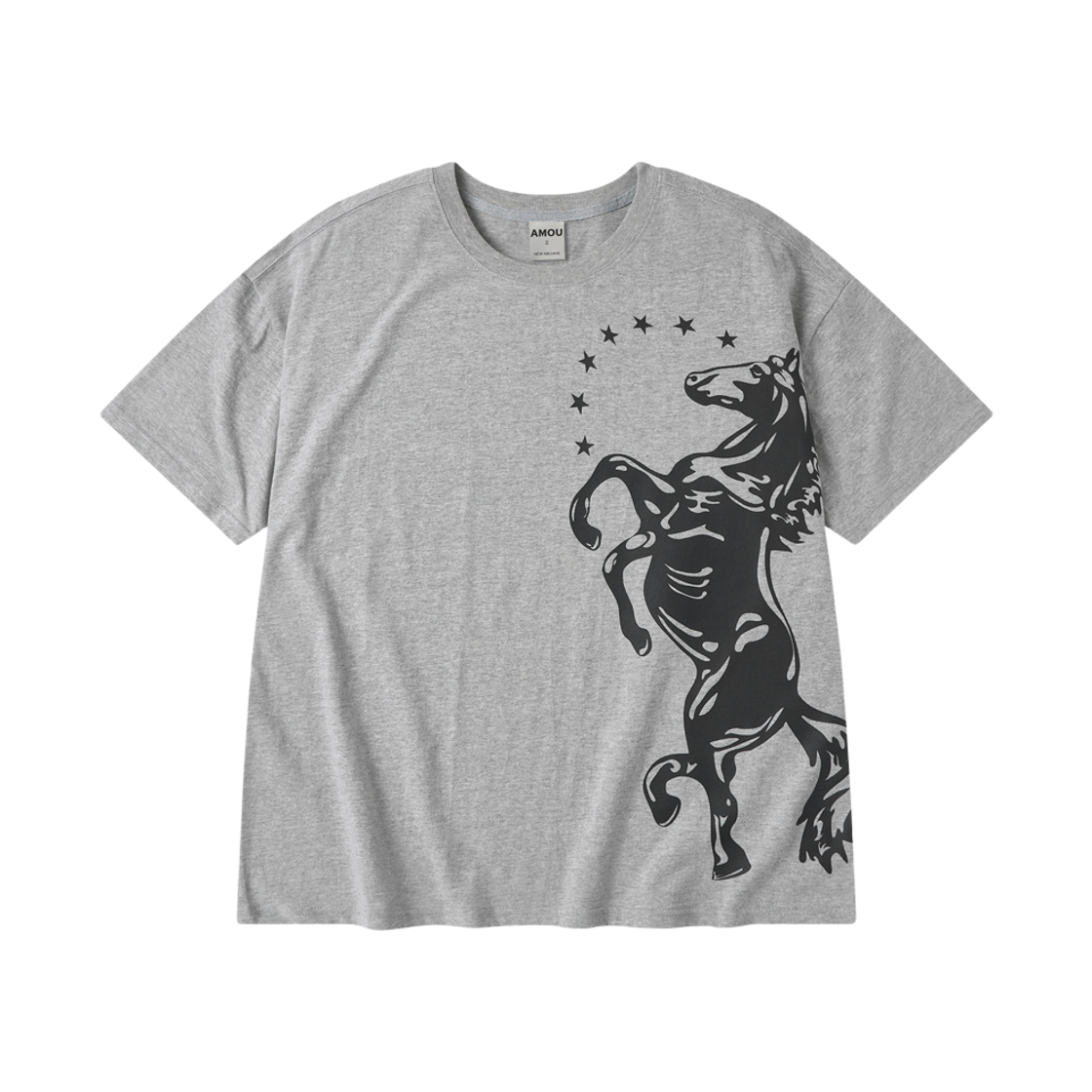 [KREAM 단독] 아모우 빅 홀스 하프 티셔츠 그레이([KREAM 단독] AMOU Big Horse Half T-Shirts Gray)