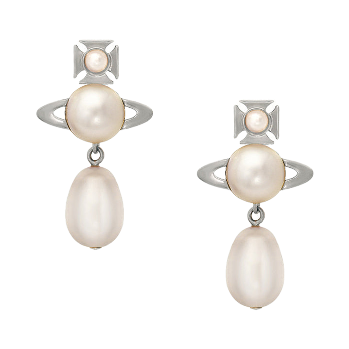62020104-02P103 Vivienne Westwood Inass Pearl Earrings Silver