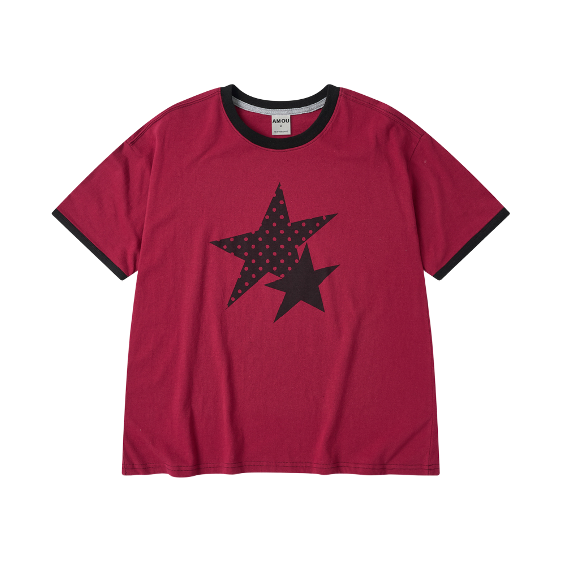 아모우 투 스타 링거 티셔츠 레드(AMOU Two Star Ringer T-Shirts Red) - 1