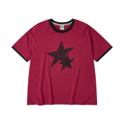 AMOU Two Star Ringer T-Shirts Red
