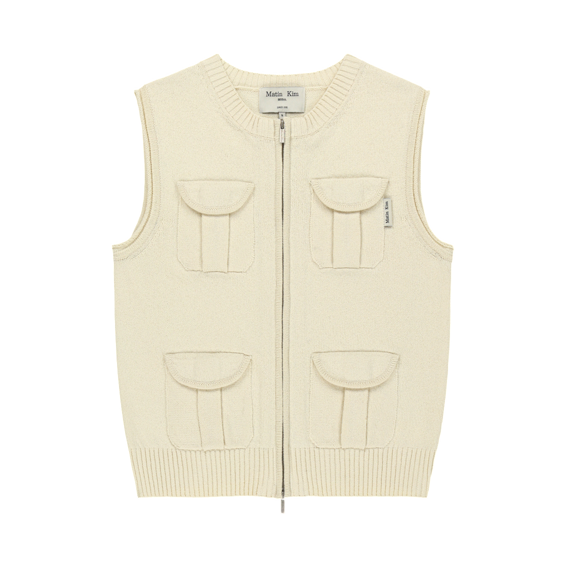MK2634KV001MLE (W) Matin Kim Pocket Washed Knit Vest In Light Beige