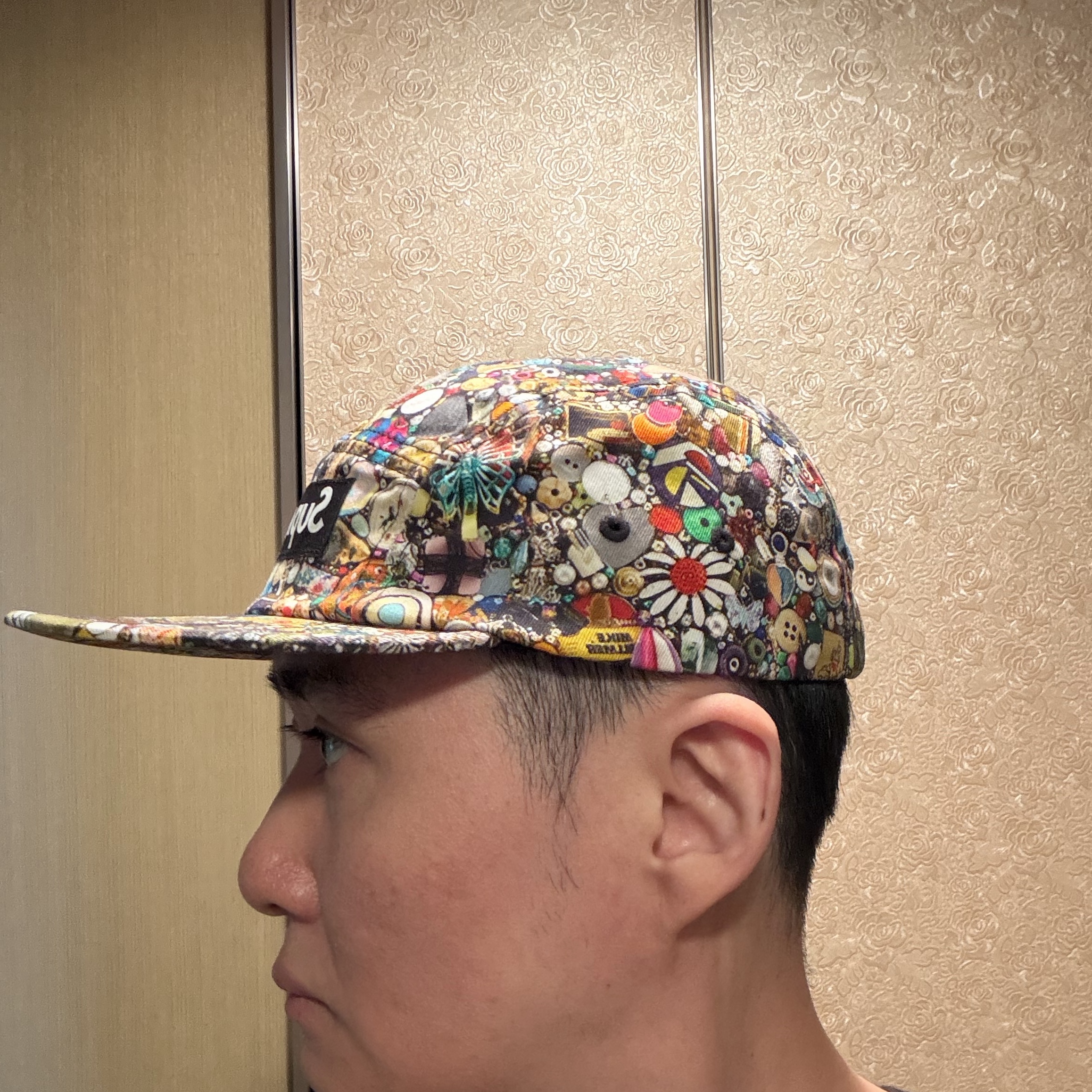 Supreme x Mike Kelley Camp Cap Multicolor - 26SS, Supreme AOI Embroidered Camp Cap Black - 25SS 착용 스타일 - 6