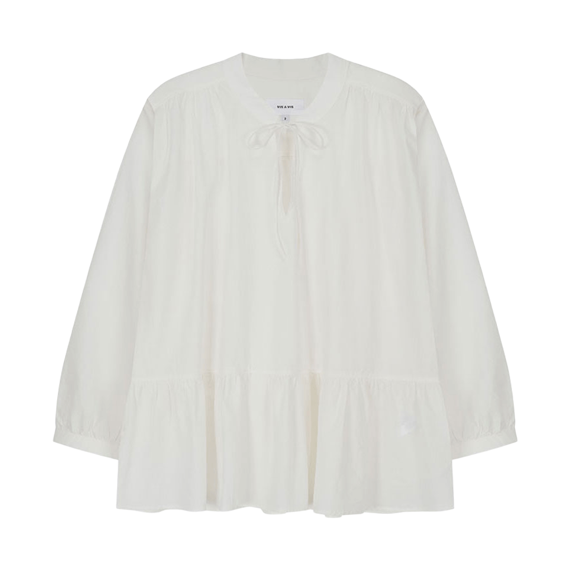 비자비 코튼 개더드 블라우스 화이트(VIS A VIS Cotton Gathered Blouse White)