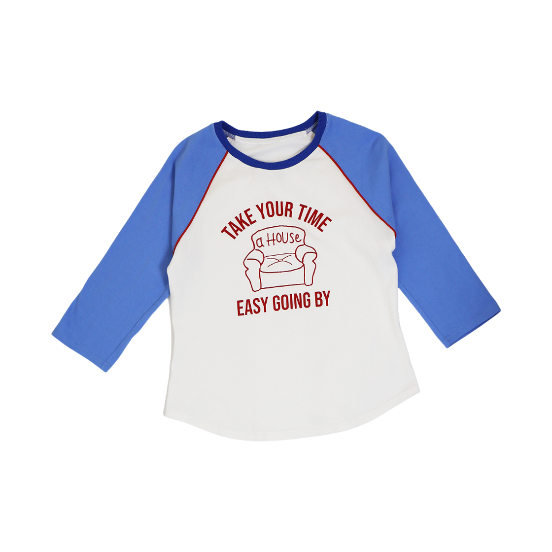 키코지 소파 레글런 티셔츠 스카이블루(kikozy Sofa Raglan T-shirt Sky blue)