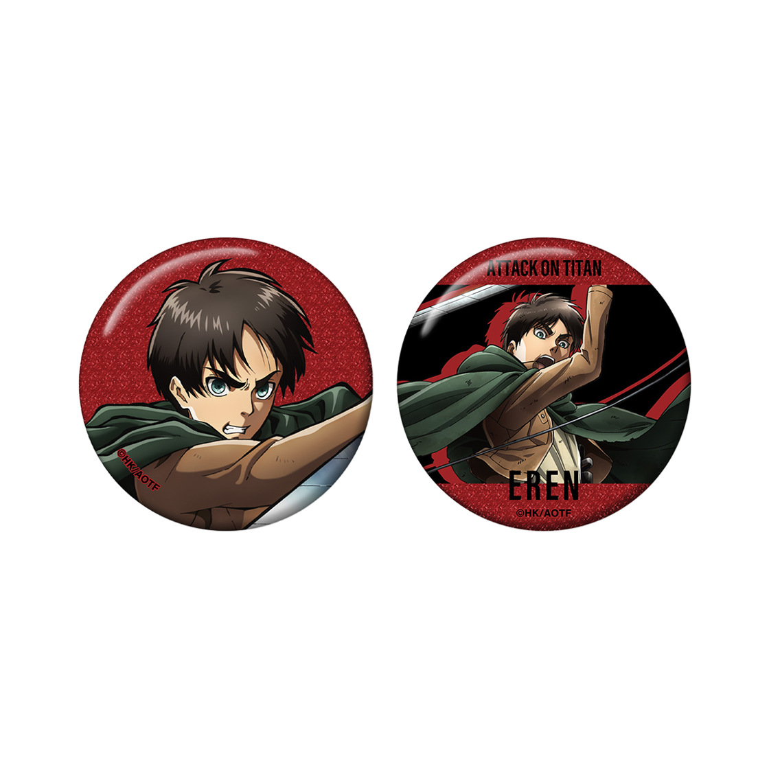 [예약배송] 애니모어 진격의 거인 엘런 글리터 캔뱃지 2개 세트