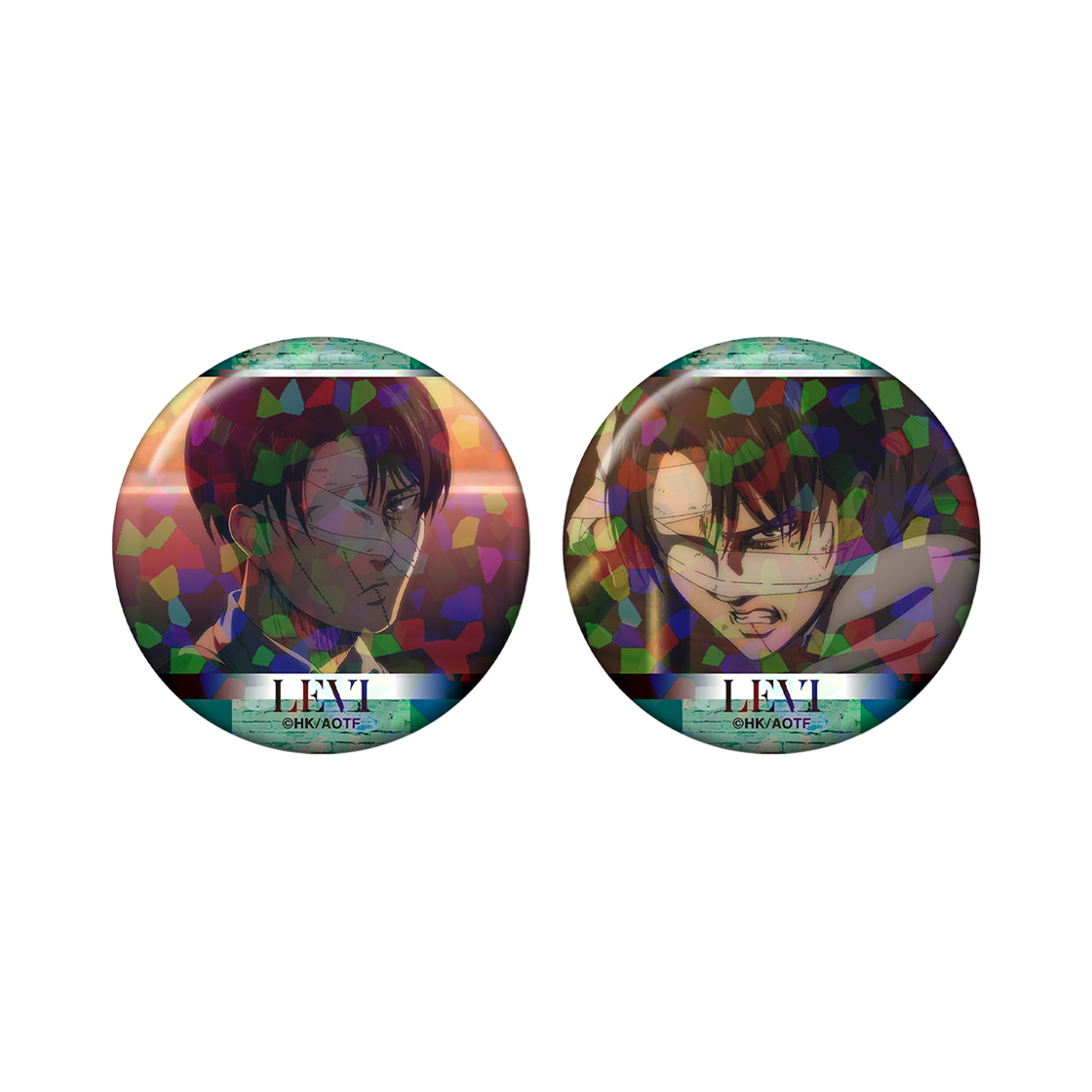 [예약배송] 애니모어 진격의 거인 리바이 장면 홀로그램 캔뱃지 2개 세트