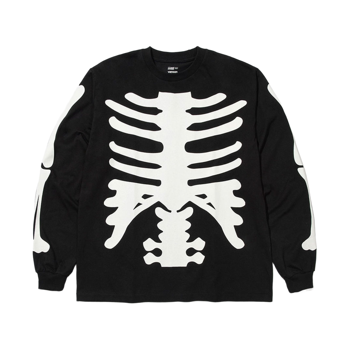 벤슨 레더 카툰 스타일 본 롱 슬리브 티셔츠 / 블랙(Vanson Leathers Cartoon Style Bone Long Sleeve T-shirt / Black)