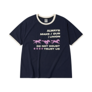 AMOU Runing Horse Ringer T-Shirts Navy