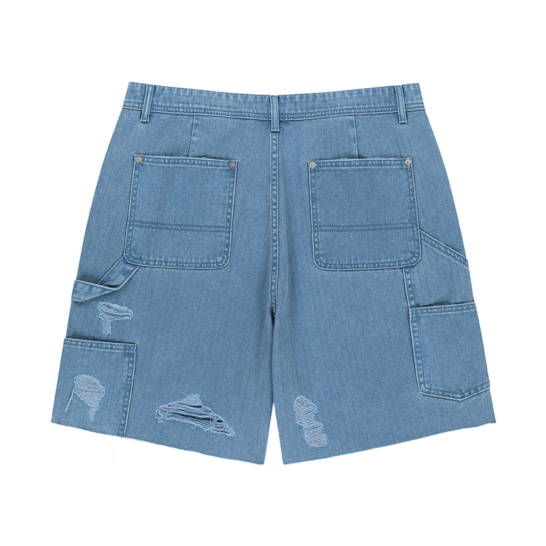 마뗑킴 해링본 로우 컷 데님 쇼츠 라이트 블루(Matin Kim Heringbone Raw Cut Denim Shorts In Light Blue) - 2