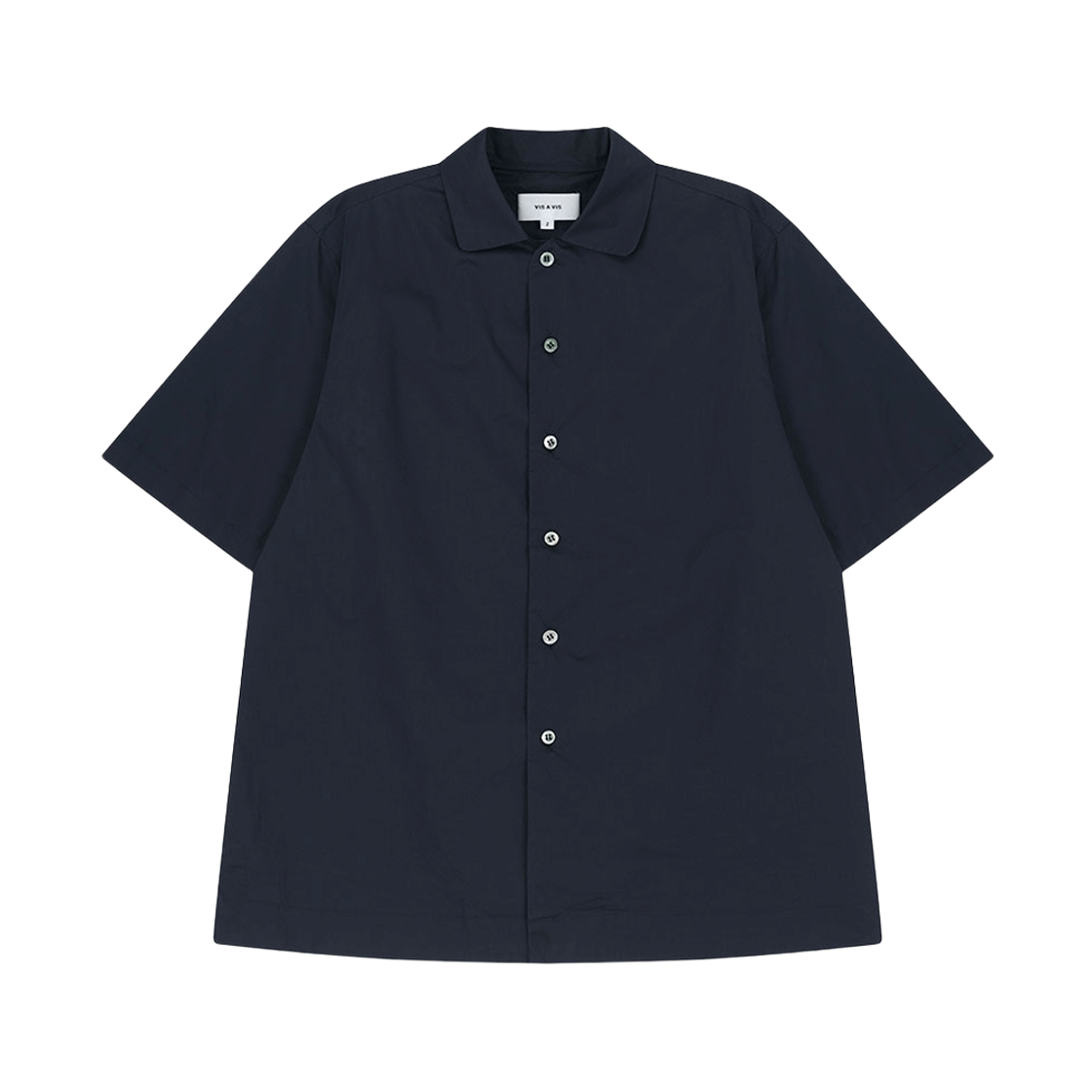 비자비 하프 슬리브드 코튼 버튼 다운 셔츠 네이비(VIS A VIS Half Sleeved Cotton Button Down Shirt Navy)