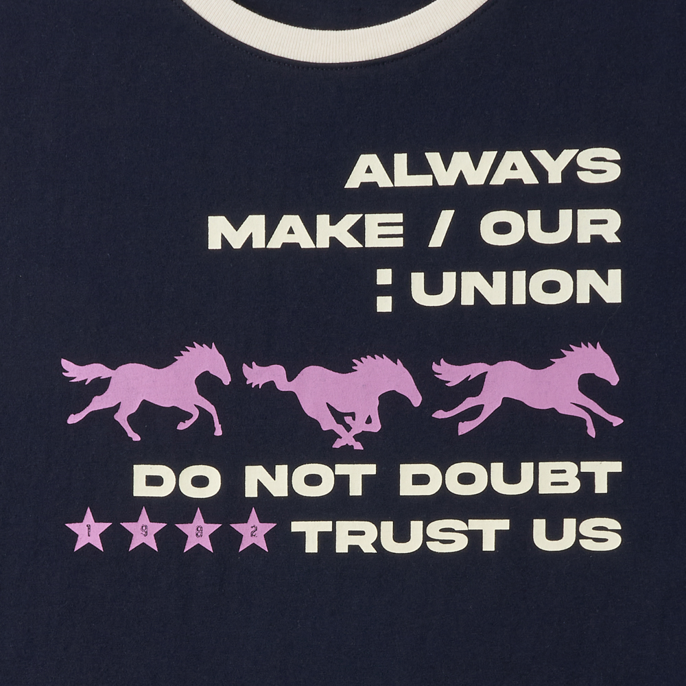 아모우 러닝 홀스 링거 티셔츠 블루(AMOU Runing Horse Ringer T-Shirts Blue) - 3