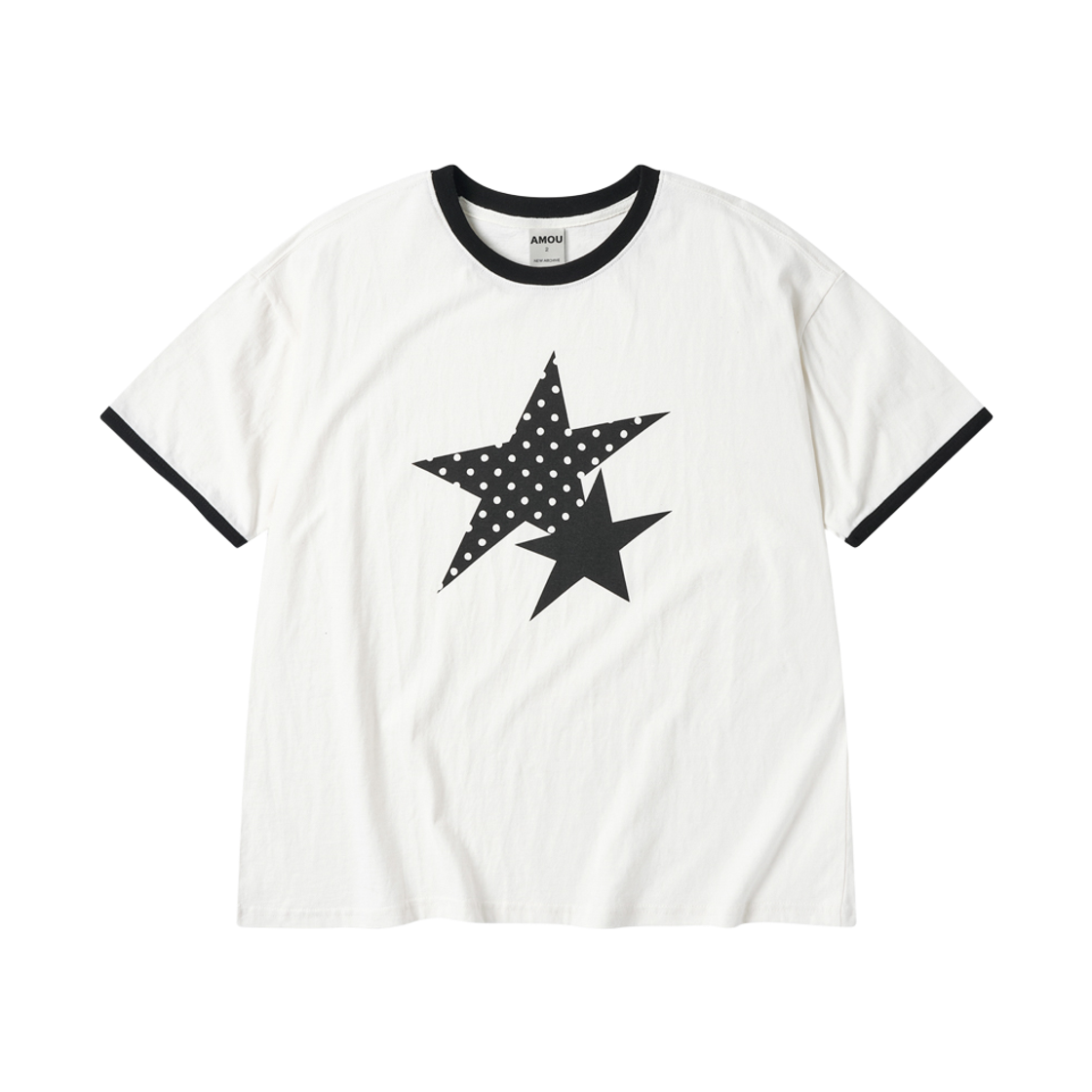 아모우 투 스타 링거 티셔츠 화이트(AMOU Two Star Ringer T-Shirts White) - 1