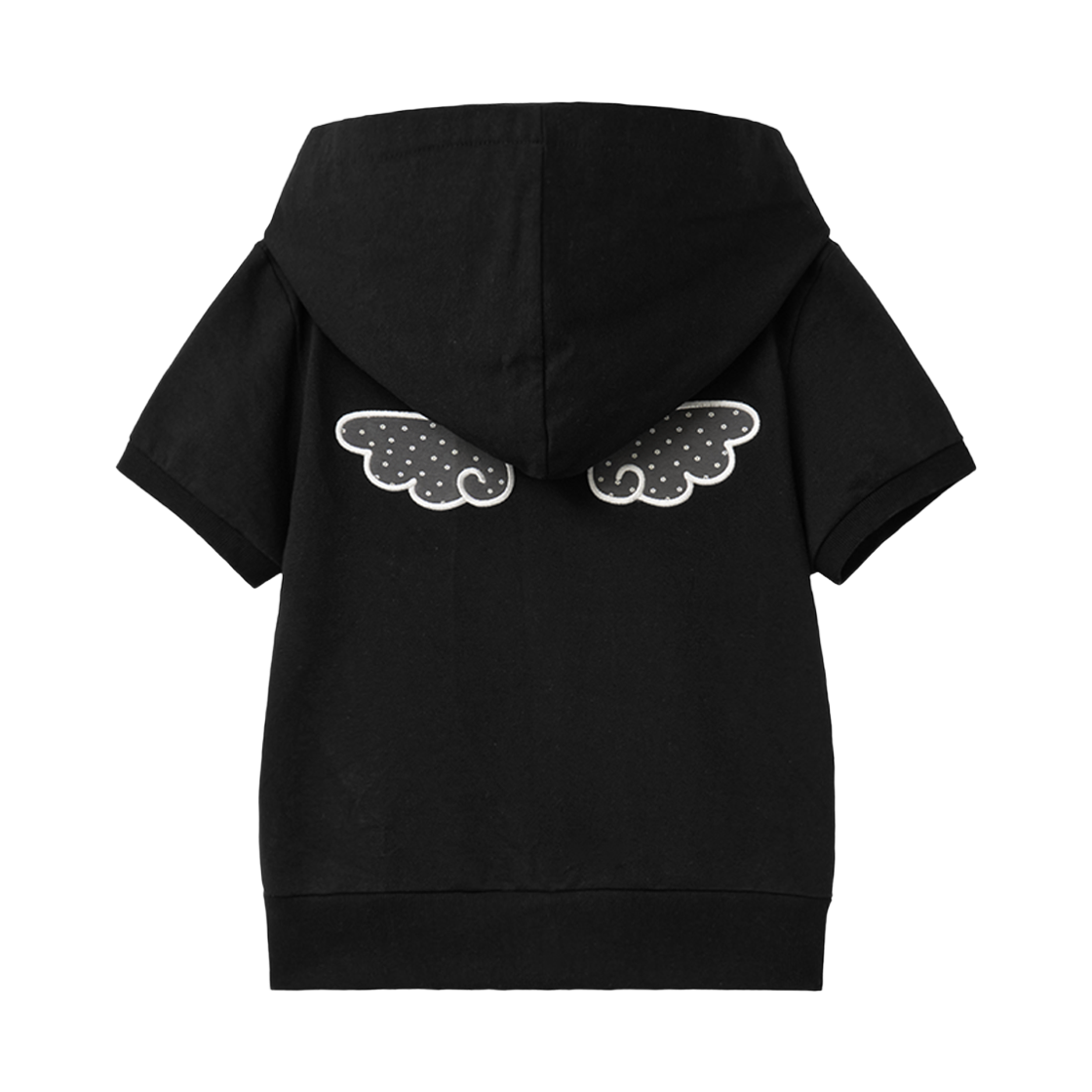 슬릭글로우 엔젤 아플리케 하프 후드 집업 블랙(SLEEKGLOW Angel Applique Half Hood Zip-Up Black) - 2
