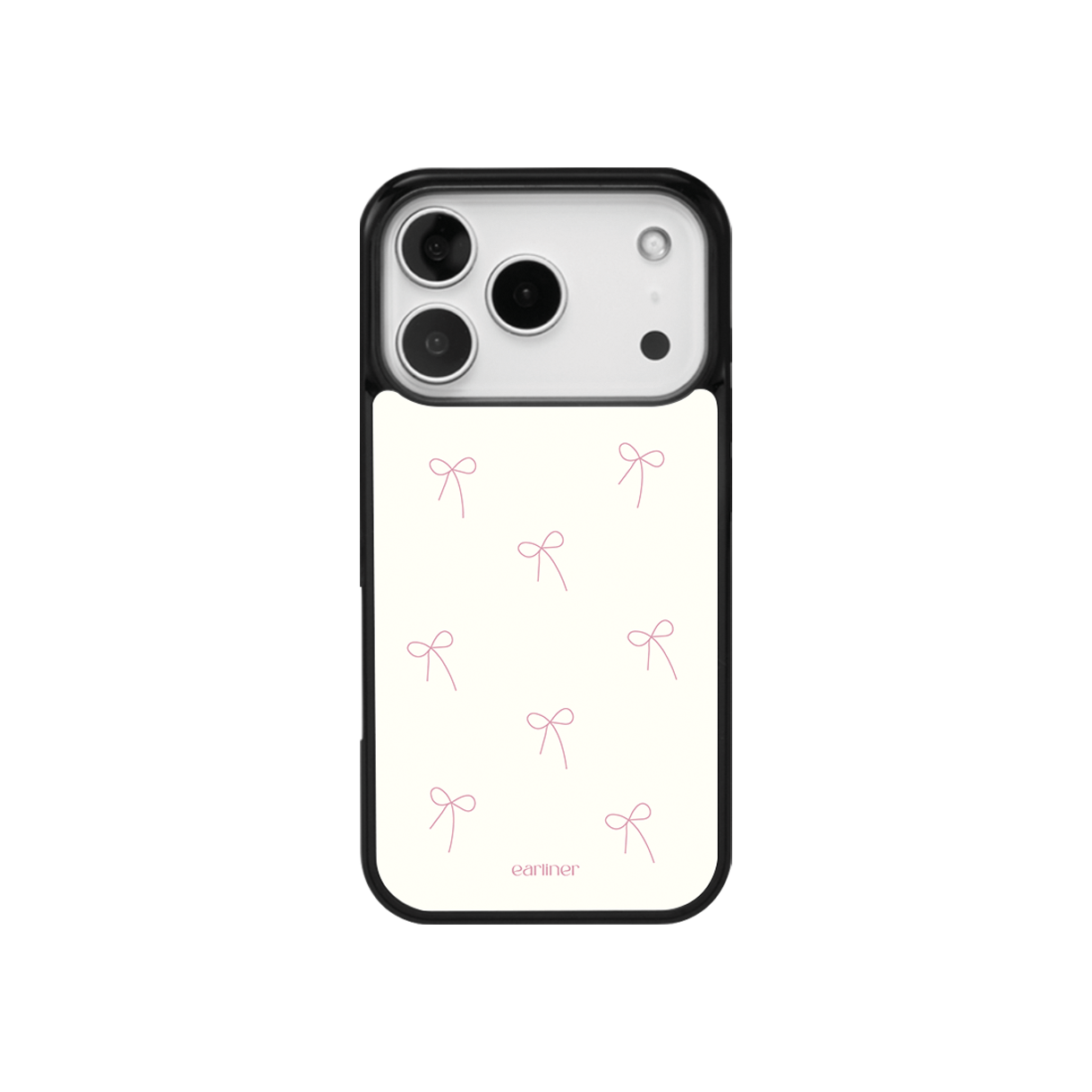 얼리너 핑크 리본 패턴 맥세이프 글라스 범퍼 케이스(EARLINER made pink ribbon pattern magsafe glass bumper case) - 1