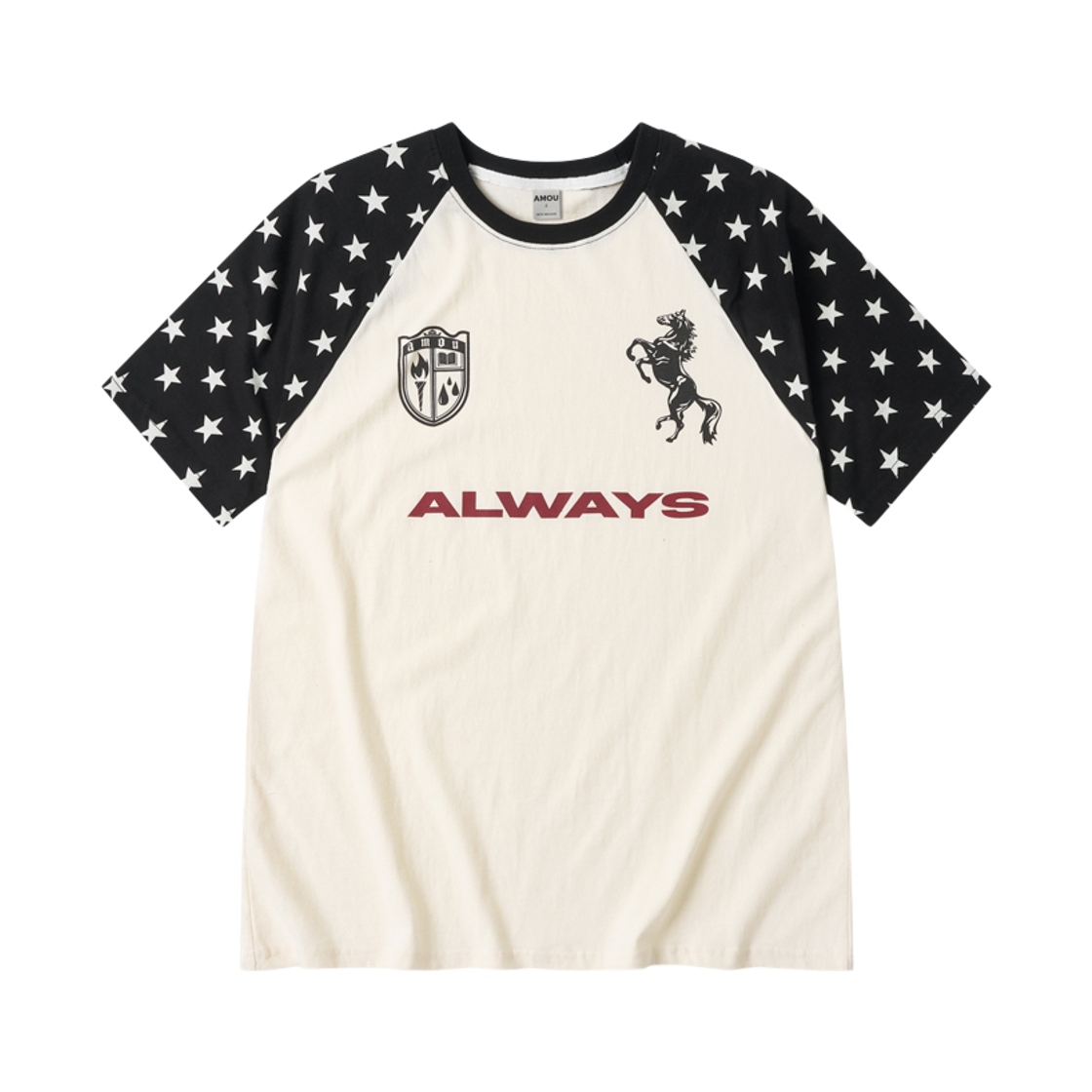 아모우 올웨이즈 스타 레글런 티셔츠 블랙(AMOU Always Star Reglan T-Shirts Black) - 1