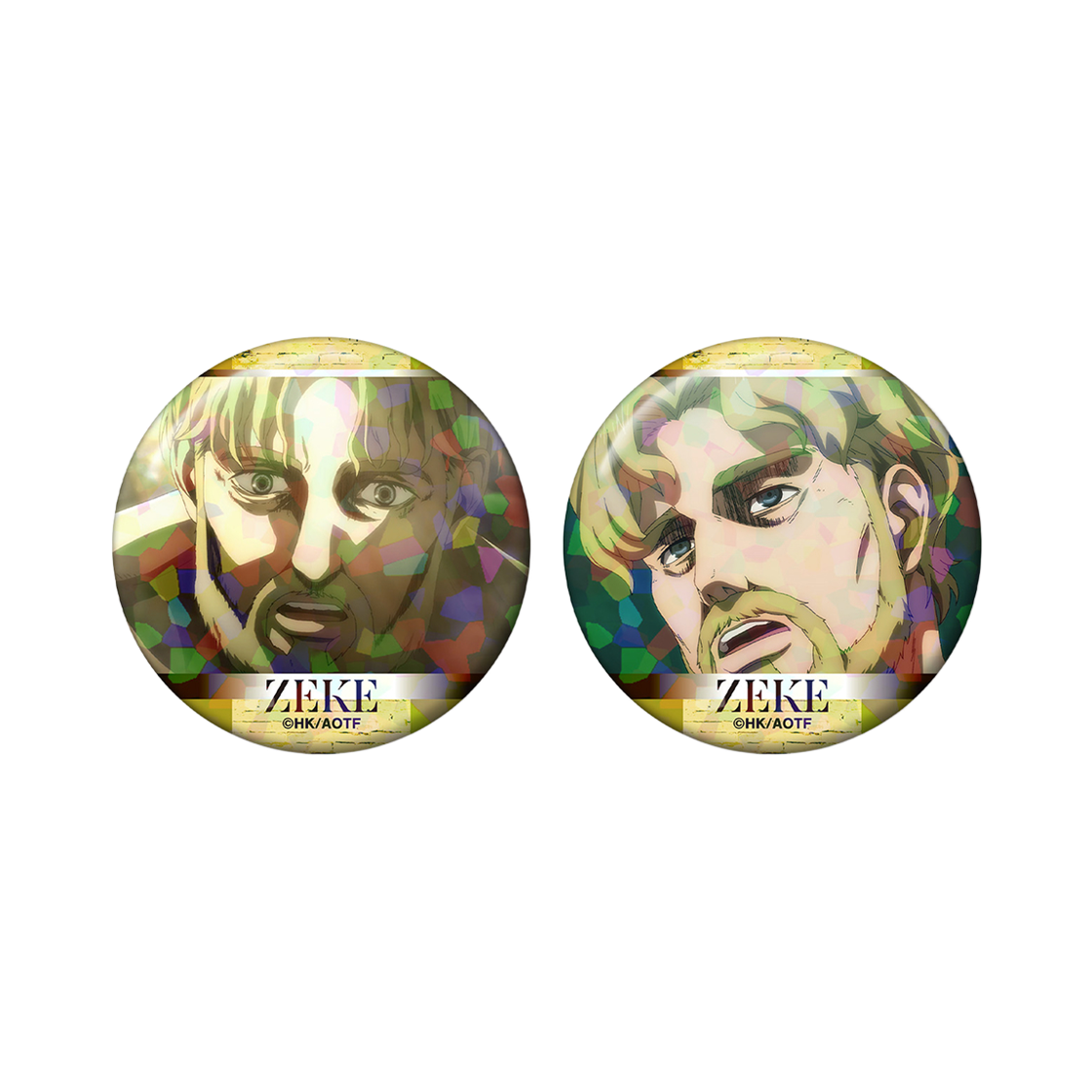 [예약배송] 애니모어 진격의 거인 지크 장면 홀로그램 캔뱃지 2개 세트