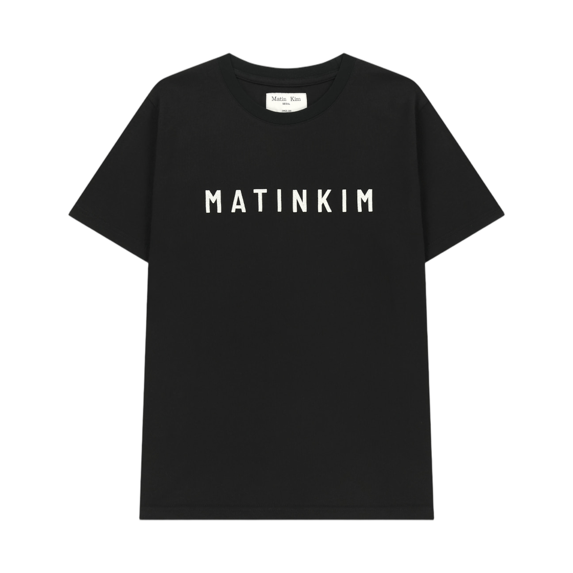 (W) 마뗑킴 아플리케 펠트 로고 탑 블랙((W) Matin Kim Applique Felt Logo Top In Black) - 1