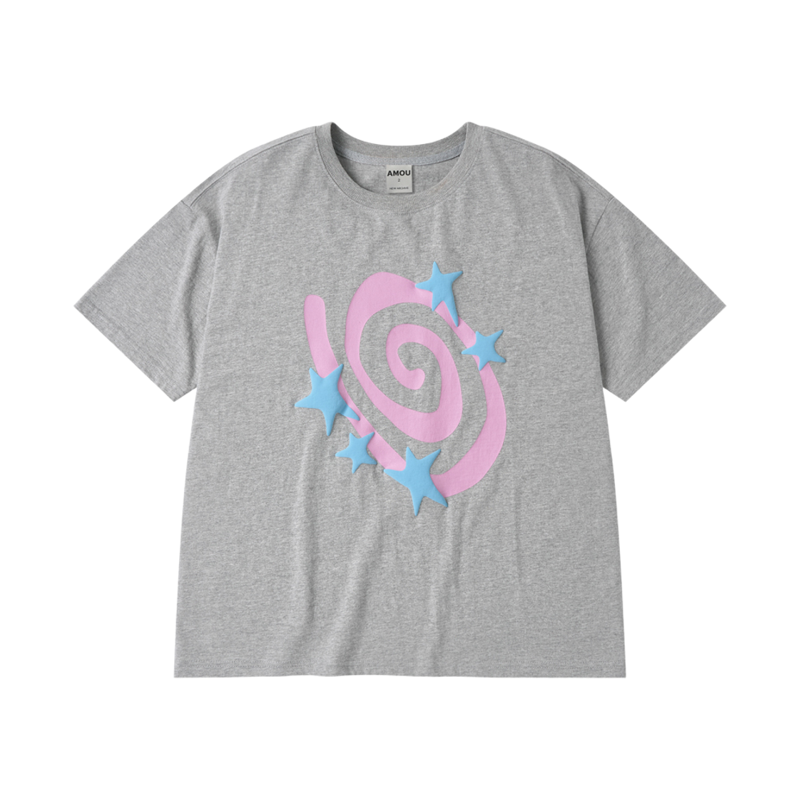아모우 몰리 스타 하프 티셔츠 그레이(AMOU Molly Star Half T-Shirts Grey)