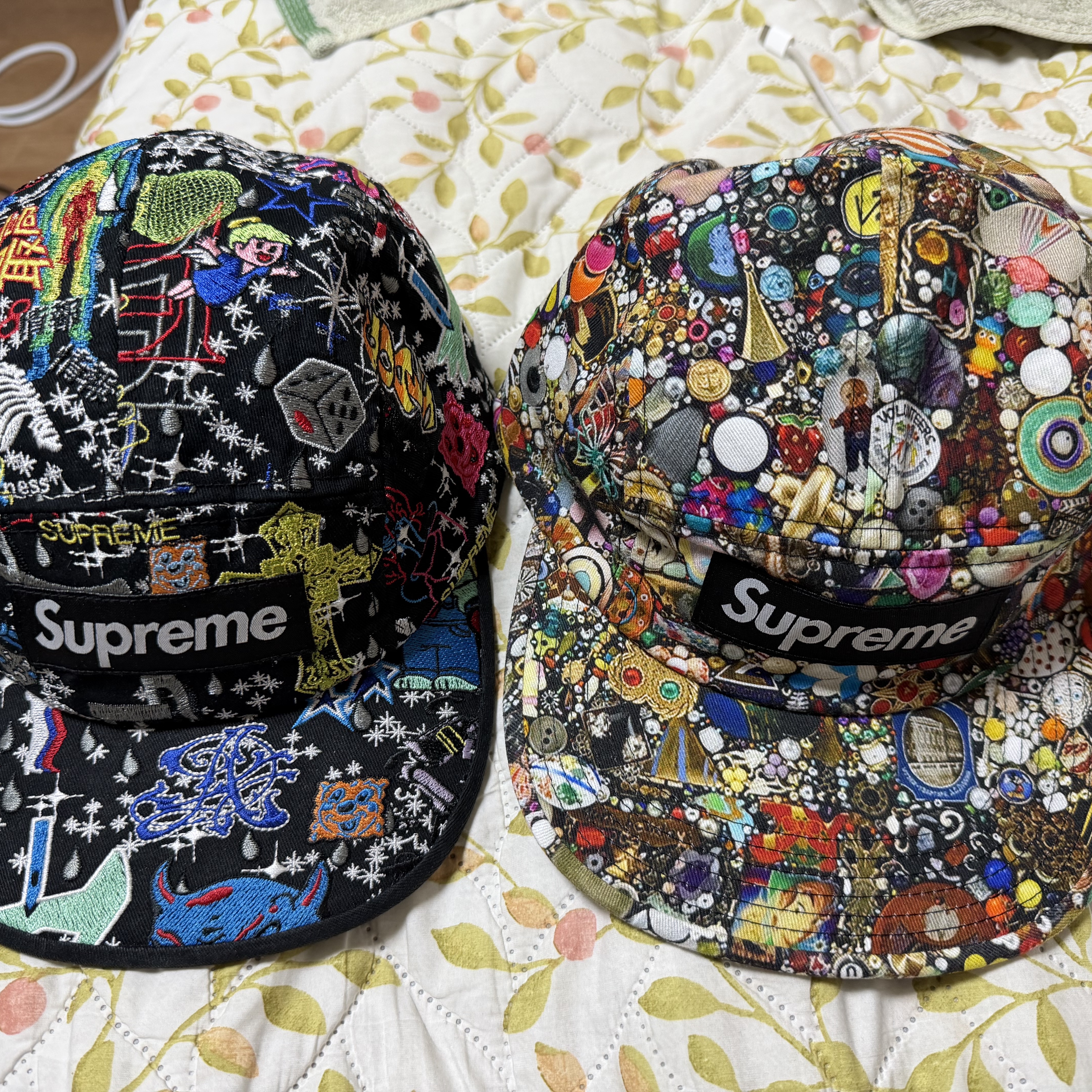 Supreme x Mike Kelley Camp Cap Multicolor - 26SS, Supreme AOI Embroidered Camp Cap Black - 25SS 착용 스타일 - 8