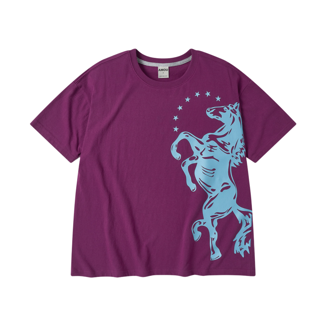 [KREAM 단독] 아모우 빅 홀스 하프 티셔츠 퍼플([KREAM 단독] AMOU Big Horse Half T-Shirts Purple) - 1