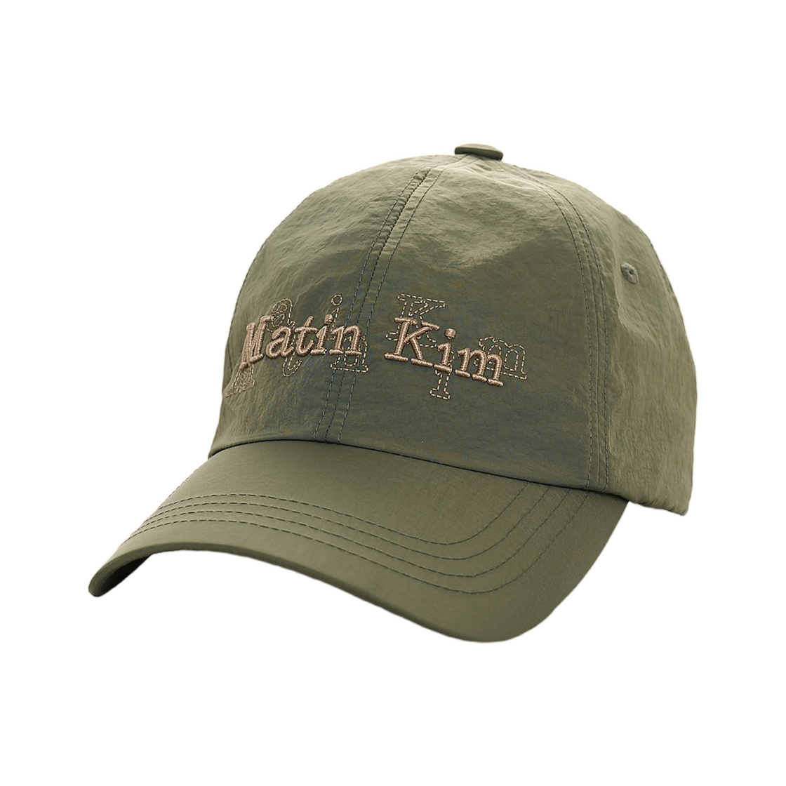 마뗑킴 오버레이 로고 볼캡 카키(Matin Kim Overlay Logo Ball Cap In Khaki) - 2