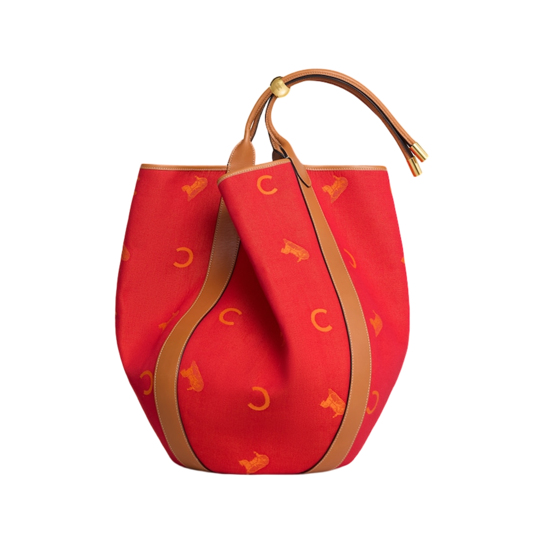 셀린느 라지 드롭 버킷백 자카드 C 설키 텍스타일 레드 오렌지(Celine Large Drop Bucket Bag in Jacquard C Sulky Textile Red Orange) - 1