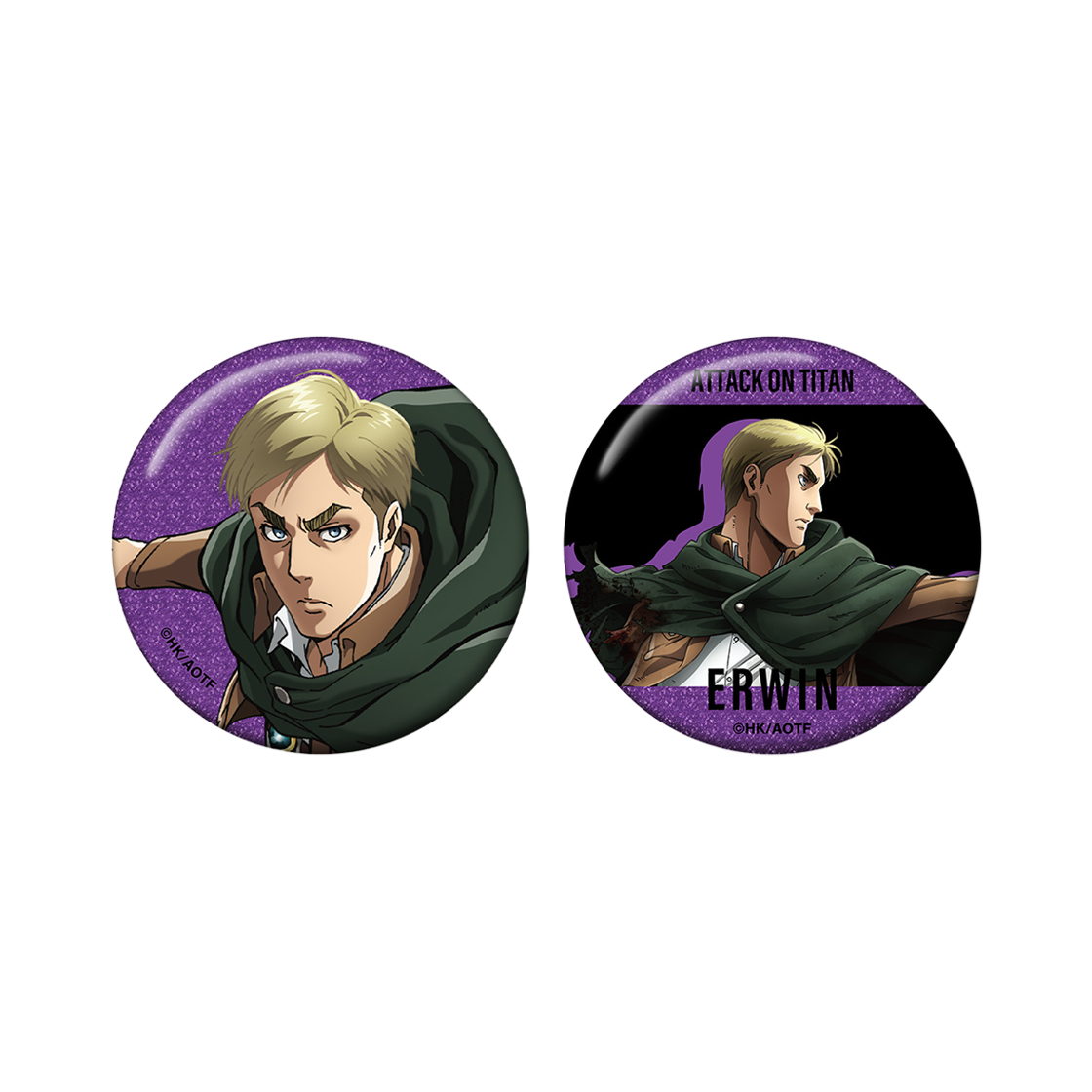 [예약배송] 애니모어 진격의 거인 엘빈 글리터 캔뱃지 2개 세트