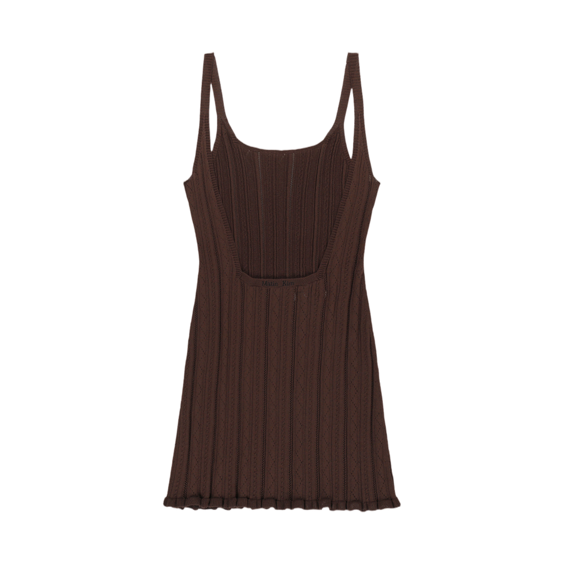 (W) 마뗑킴 오픈 백 립드 니트 드레스 브라운((W) Matin Kim Open Back Ribbed Knit Dress In Brown) - 2