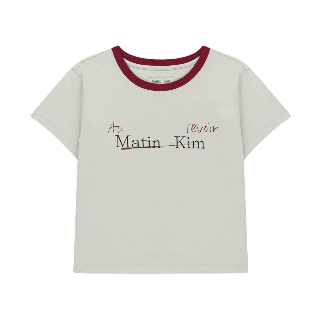 MK2634TS020MGY (W) Matin Kim Tonal Rib Logo Crop Top In Grey