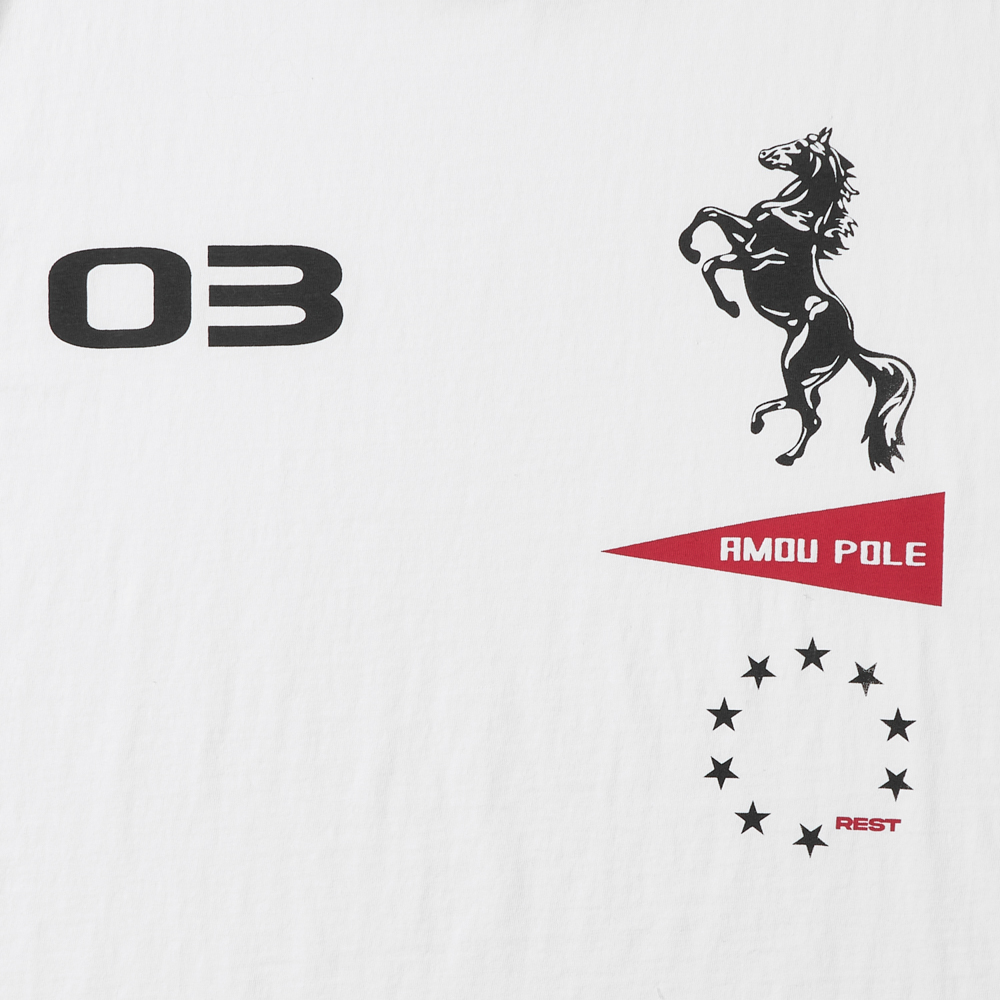 아모우 스포티 홀스 하프 티셔츠 화이트(AMOU Sporty Horse Half T-Shirts White) - 3