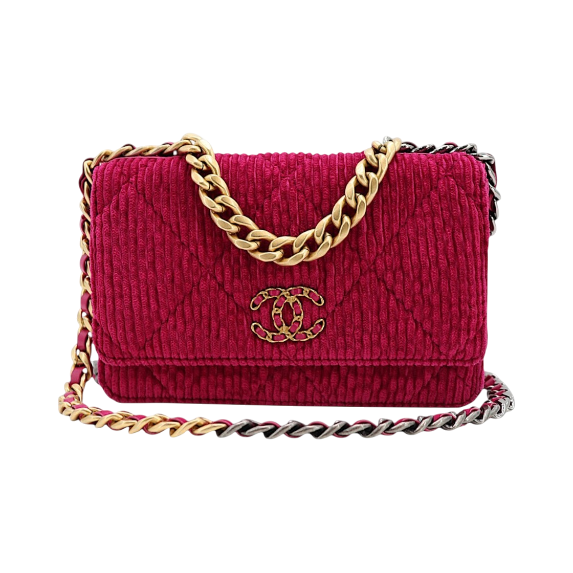 샤넬 19 WOC 코듀로이 체인 숄더백 내장칩(Chanel 19 WOC Corduroy Chain Shoulder Bag) - 1