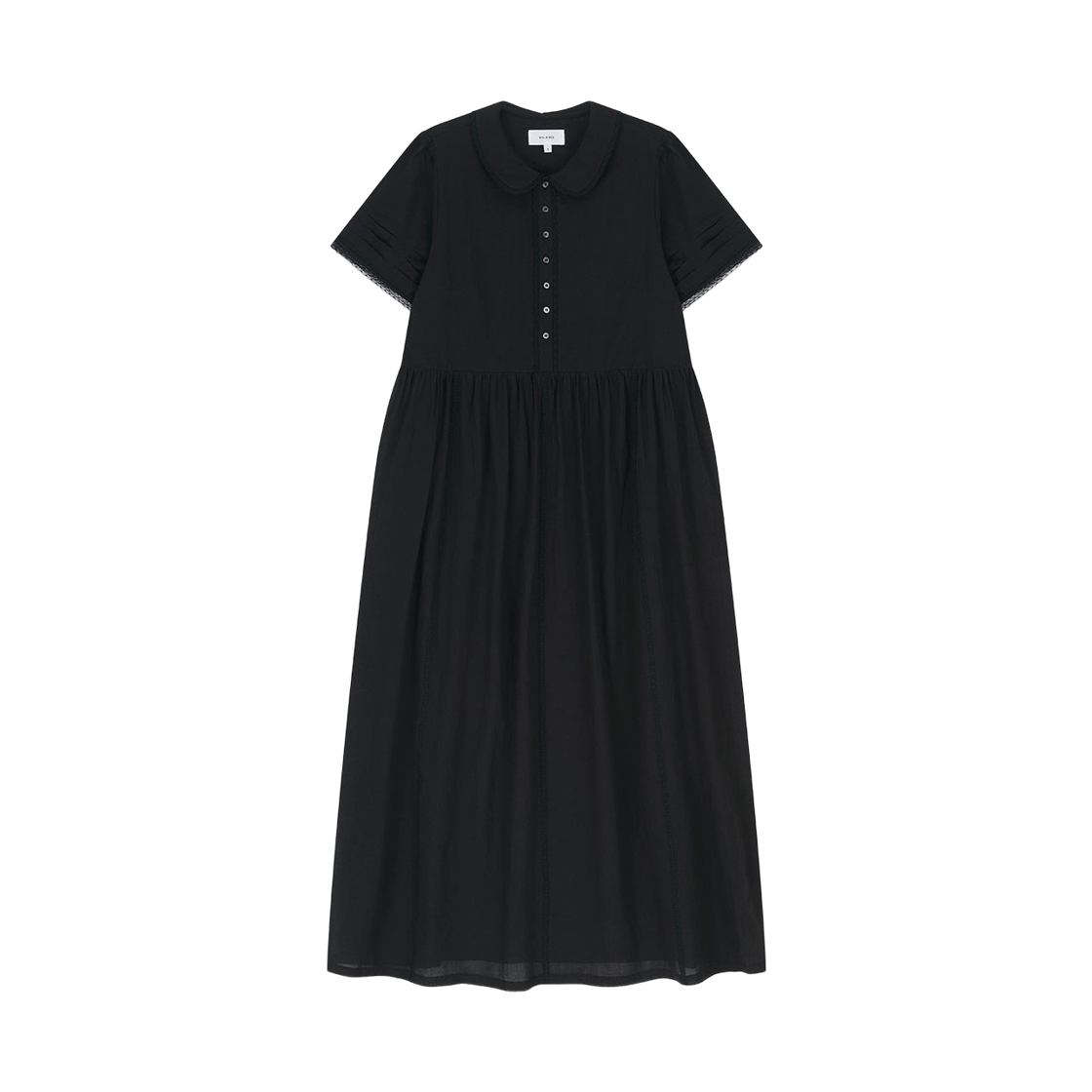 비자비 엠브로이더드 레이스 트림 코튼 드레스 블랙(VIS A VIS Embroidered Lace Trim Cotton Dress Black)
