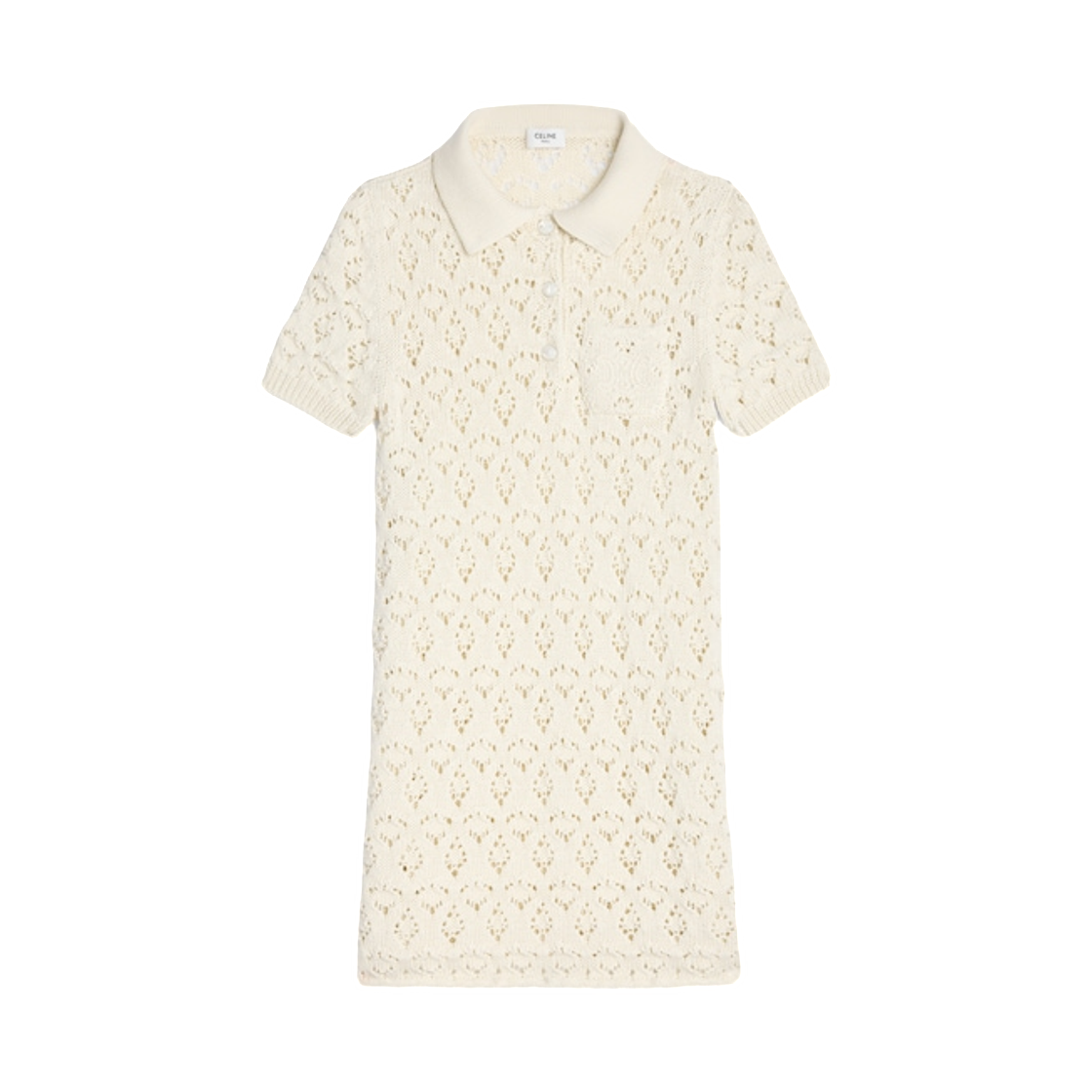 RR0LU3B57-01OW (W) Celine Mini Dress in Cotton Pointelle Off White