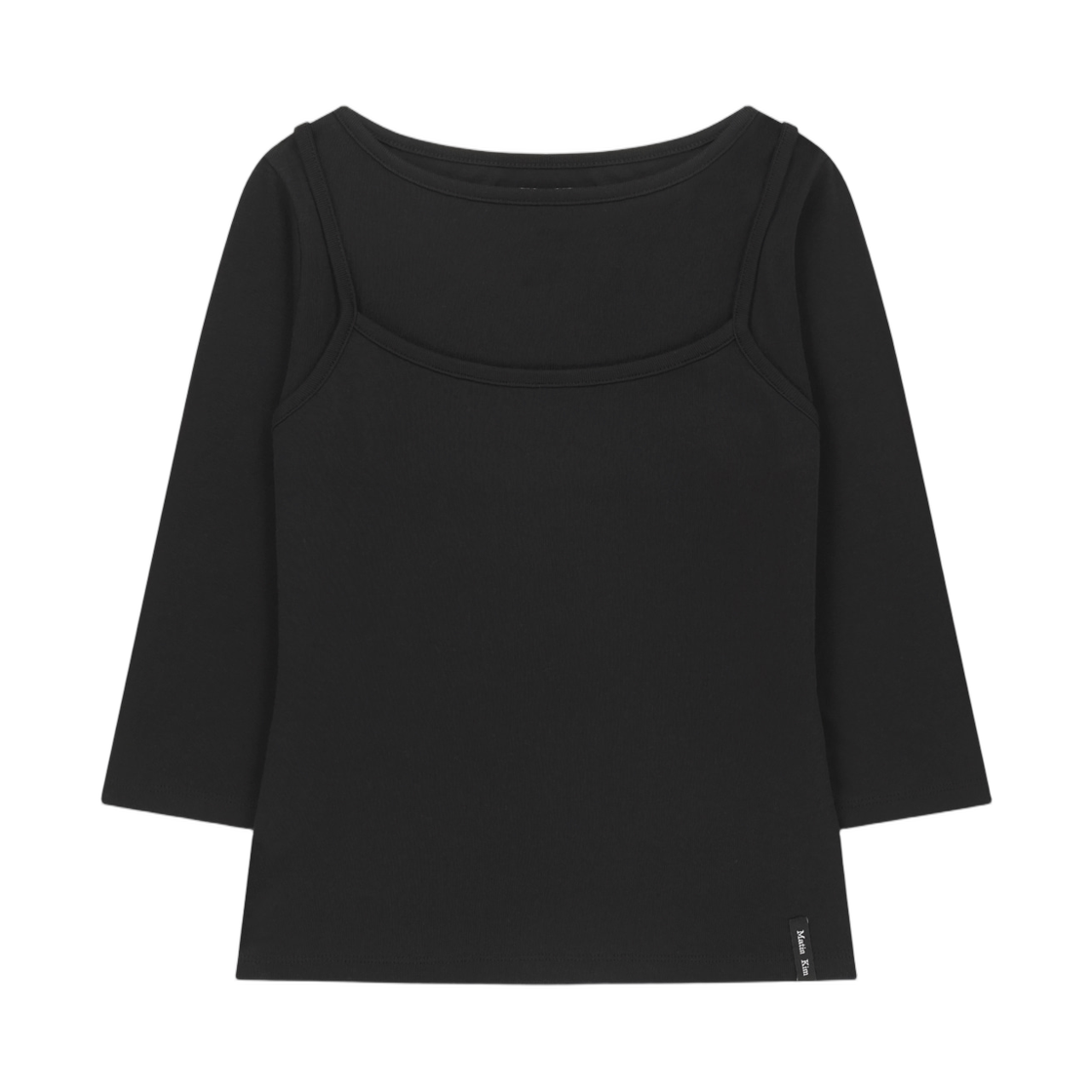 MK2634TS034MBB (W) Matin Kim 3/4 Sleeve Top and Tank Layered Set In Black