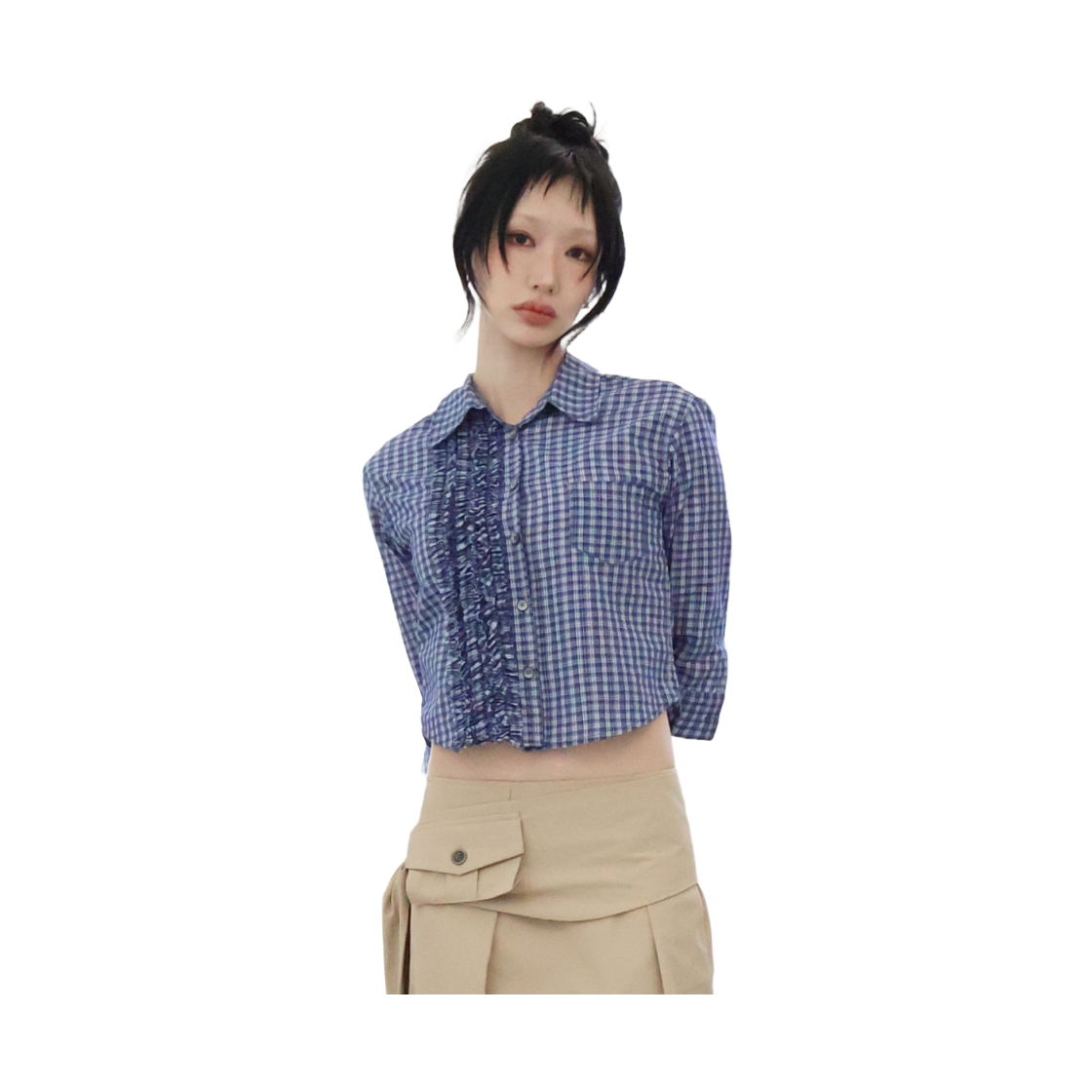 키코지 가든 러플 셔츠 블루(kikozy Garden Ruffle Shirt Blue) - 2