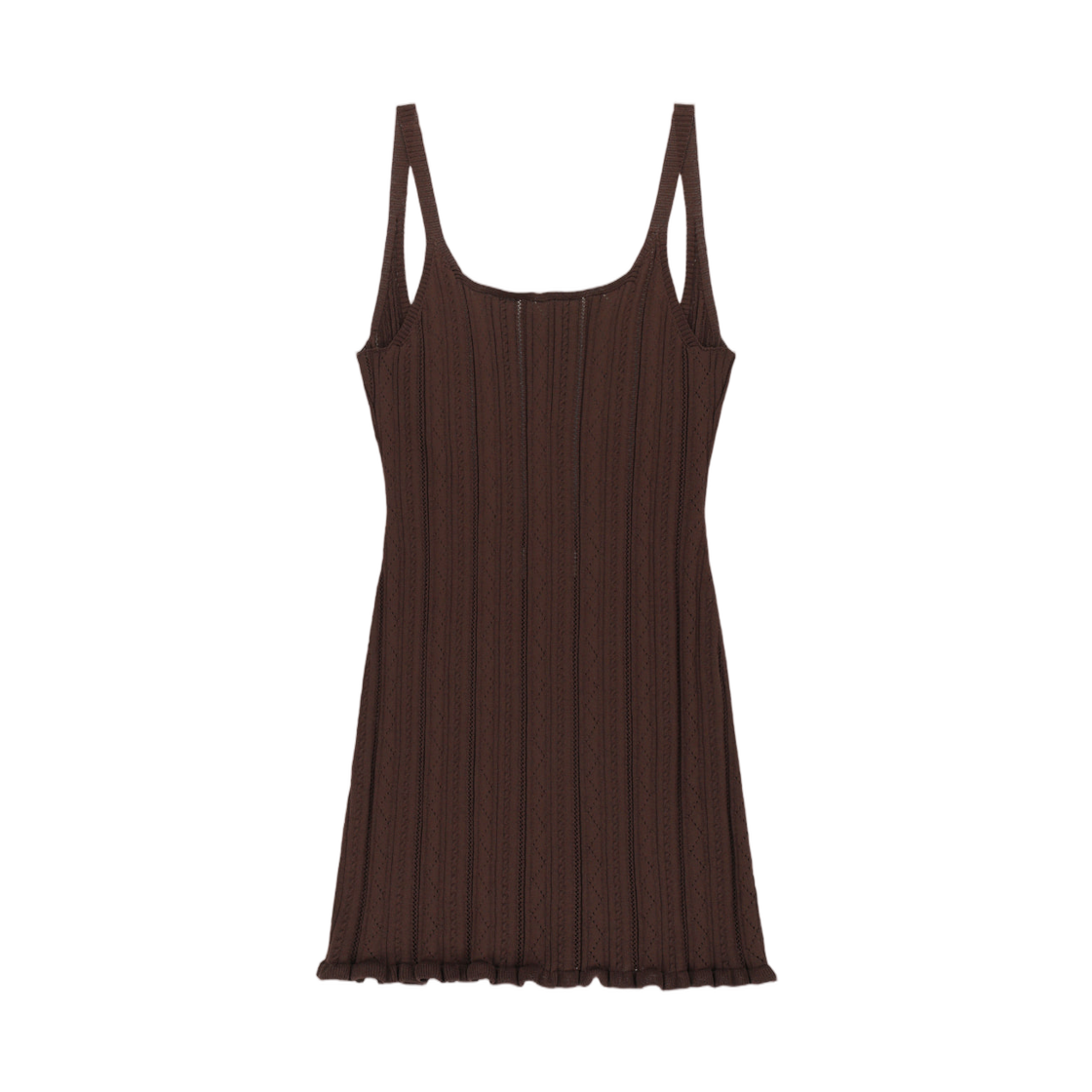 MK2634KO001MBR (W) Matin Kim Open Back Ribbed Knit Dress In Brown