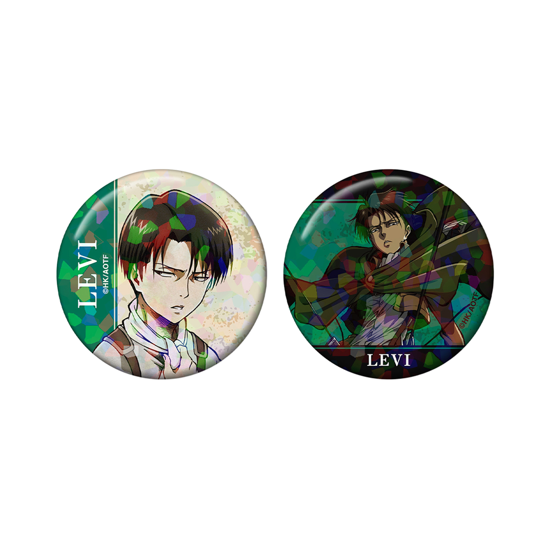 애니모어 진격의 거인 리바이 홀로그램 캔뱃지 2개 세트(Animore Attack on Titan Levi Hologram Can Badge 2 Set)