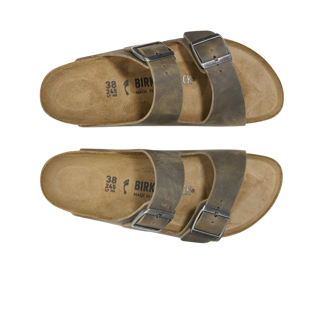 버켄스탁 애리조나 내츄럴 레더 오일드 페이디드 카키 - 내로우(Birkenstock Arizona Natural Leather Oiled Faded Khaki - Narrow) - 2