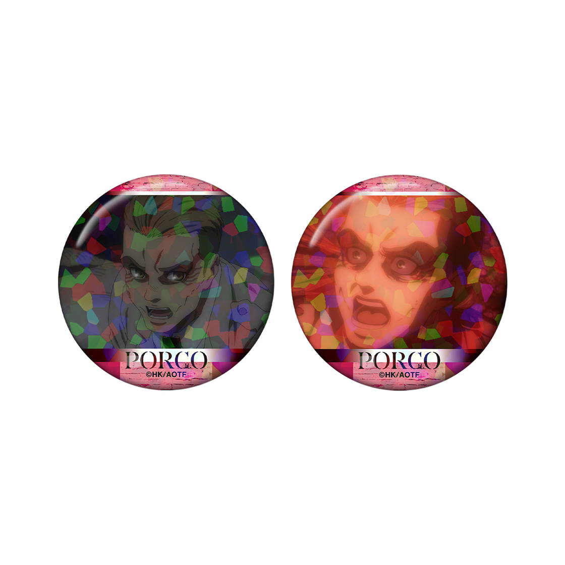 [예약배송] 애니모어 진격의 거인 포르코 장면 홀로그램 캔뱃지 2개 세트
